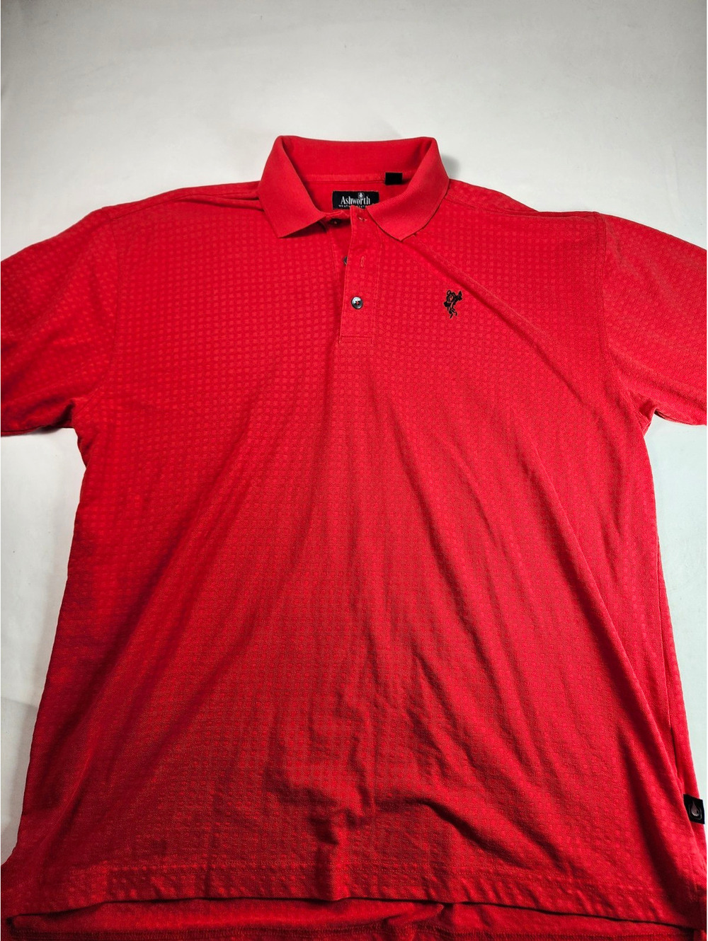 Ashworth Weather Systems Moisture Wicking Quick Dry Red Check Polo XL Golf